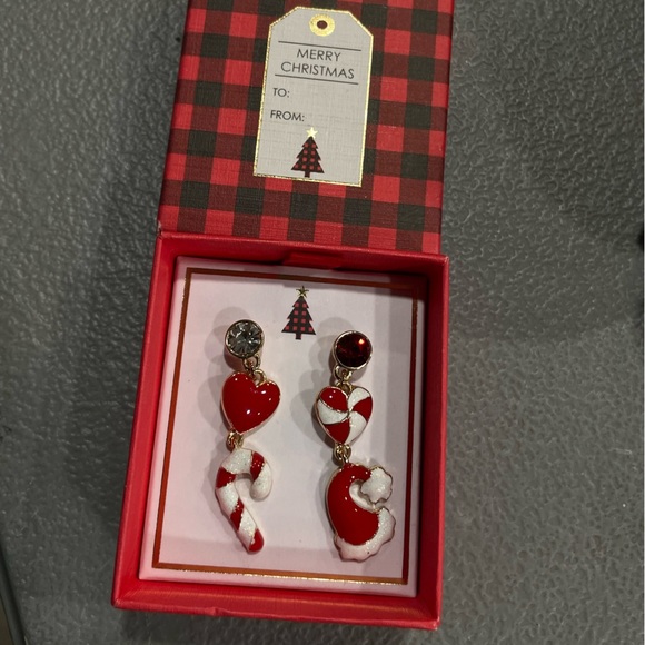 Jewelry - Festive Red and White Christmas Earrings